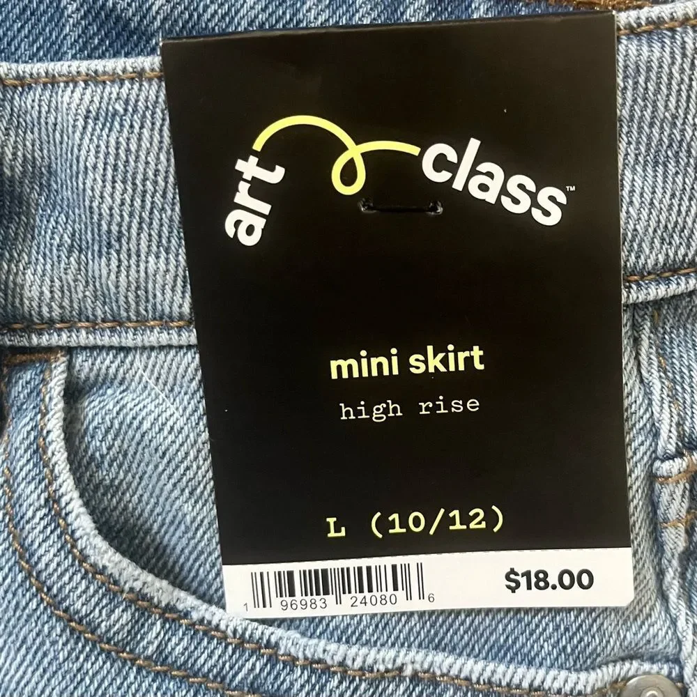 New With Tags Art Class Girls Distressed High Rise Mini Skirt Size L 10/12